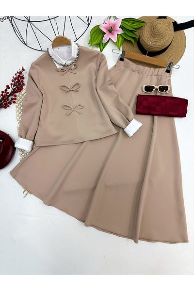İPEK TUTUŞ Women's Bow Detailed Double Set