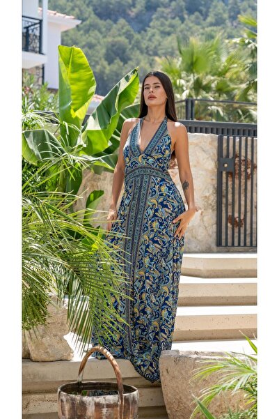 Miss Boheme Boyundan Bağlamalı Sırtı Açık İpek Tulum