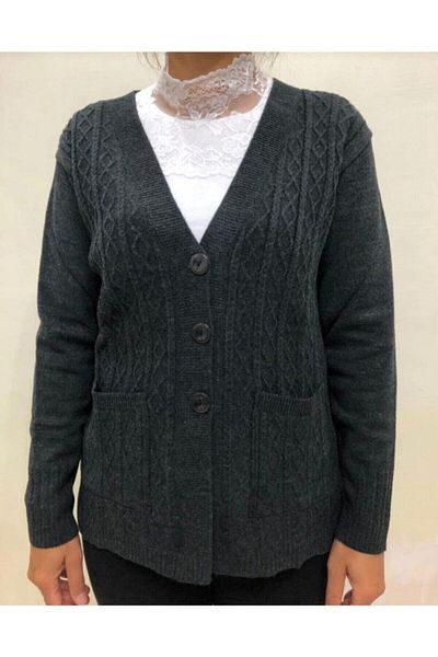 Ön-Er Giyim Winter Smoked Wool Mother Cardigan - Pocketed and Buttoned