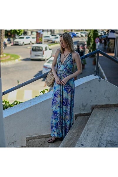 Miss Boheme Boyundan Bağlamalı Sırtı Açık İpek Tulum