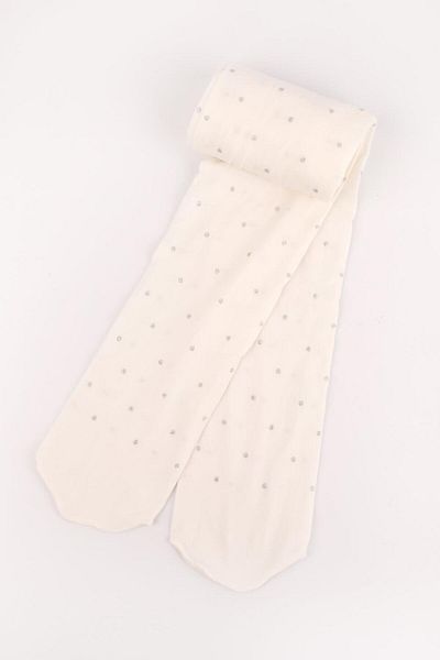 Le Mabelle Girl's Ecru Glitter Banana Socks - Polka Dot