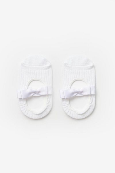 Le Mabelle Girl's White Bow Ballerina Socks