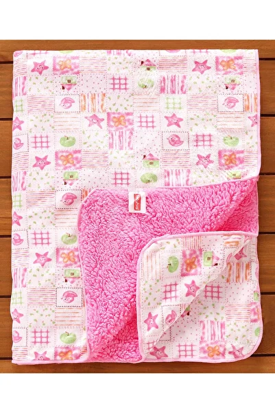 Babyhug Soft Sherin & Poly Wool Baby Blanket - Bird & Star Design, Pink, for 0-12 Months, 76x76 cm