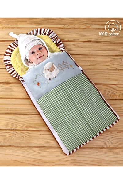 Babyhug Embroidered Farm Nest Bag for Babies, 0-10 Months, Cotton & Polyester, Zip Opening