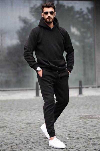 BayBayan Ανδρικό σετ χειμερινής φόρμας Oversize 3 Thread Raised