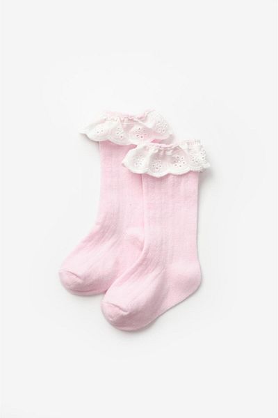 Le Mabelle Pink Scalloped Girl's Socks