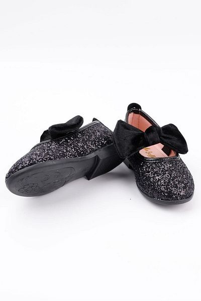 Le Mabelle Black Velvet Bow Girls' Shoes