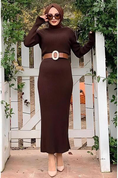 exxitcollection Rochie tricotaje cu gât roscat 125 cm