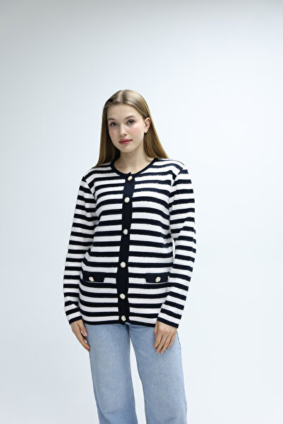 İKLİM LİFE ÇİZGİLİ DÜĞMELİ TRİKO HIRKA