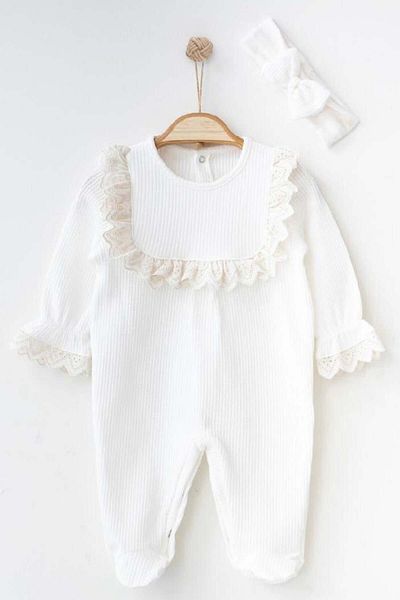 Mini Ropa Scalloped Jumpsuit for Baby Girl - Special Occasion Booties Outfit and Mevlüt Photo Shoot