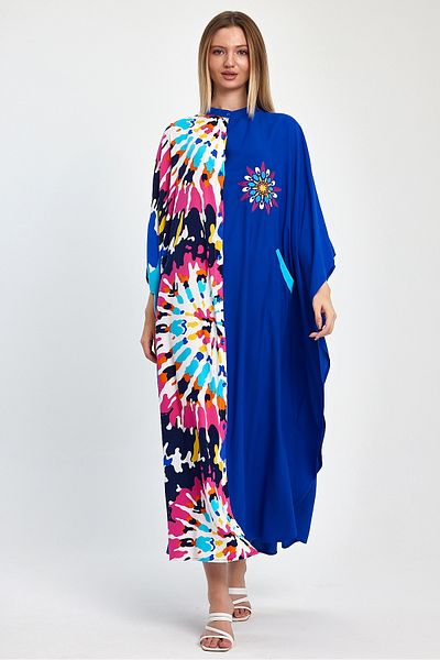 Denismoda Rochie cămașă cu buzunare cu broderie imprimată cu guler marime