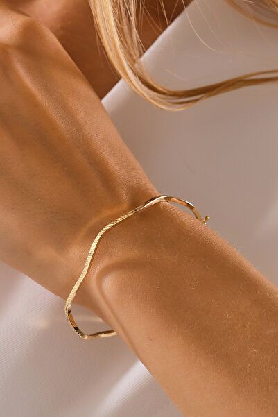 MOOM MÜCEVHERAT 14 Ayar Altın Esli Model Kalemli Kelepçe Bilezik