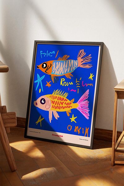 House Gorgeous Dreamy Fish Poster cu design modern colorat fără rame Colecția Dolce Vita