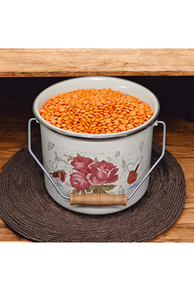 qussine Enamel Bakraç Yogurt Bucket 22 Cm Pulses Storage Pot Yogurt Pot