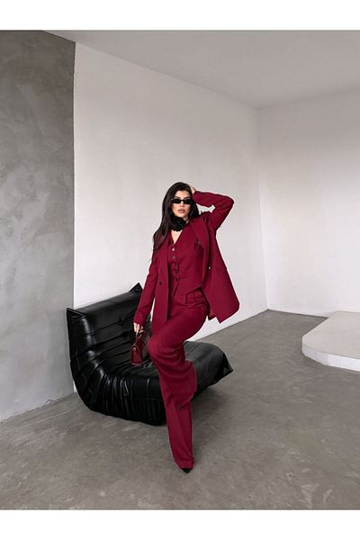 MYGİYİMİSTANBUL jacket vest palazzo pants 3-piece suit