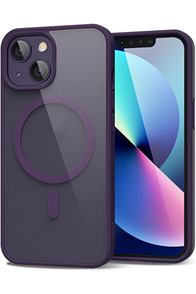 Caseji iPhone 13/ 14 Uyumlu Kenarları Renkli Şeffaf Magsafe Kılıf
