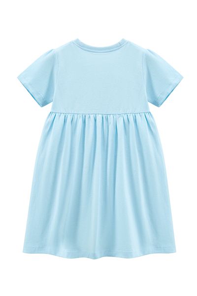 SAPS SAPS Rainbow Placement Print Cotton Dress - Light Blue