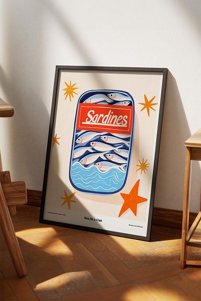 House Gorgeous Sardines Sea In a Can Poster cu design modern colorat fără încadrare Colecția Dolce Vita