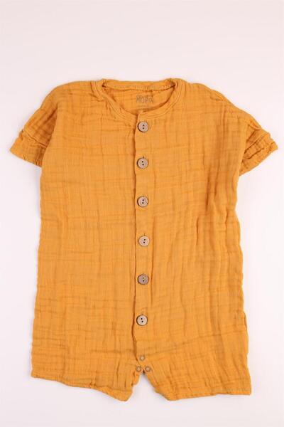 Mini Ropa Muslin Jumpsuit Organic Short Sleeve Summer Jumpsuit Mustard