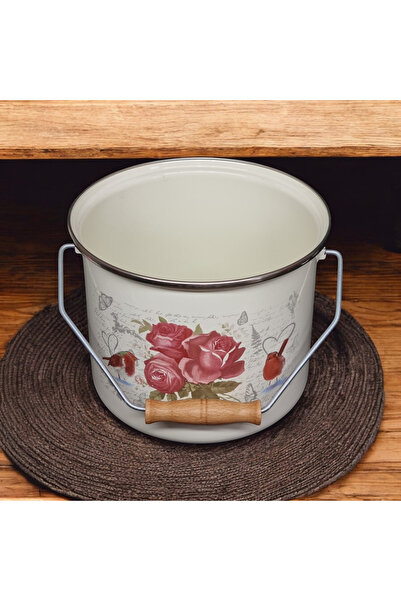 qussine Enamel Bakraç Yogurt Bucket 22 Cm Pulses Storage Pot Yogurt Pot