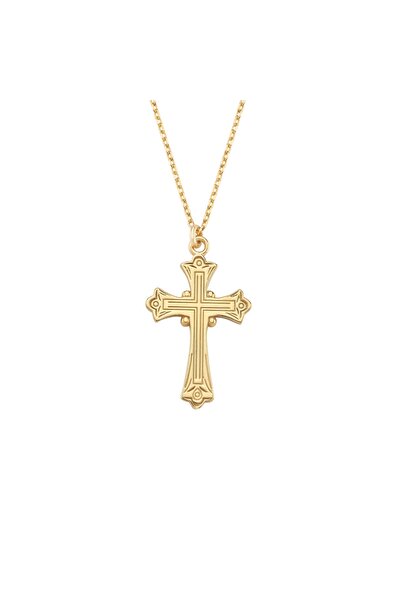 Altın Sepeti Altın Kaplama Gümüş Otantik Haç Kolye