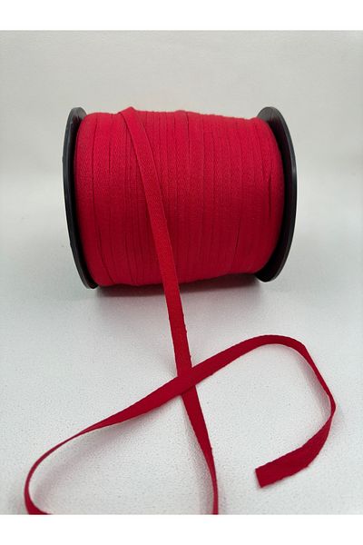 BİGÜMEX 1 cm Polyester Herringbone Ribbon-5 Meters-Red