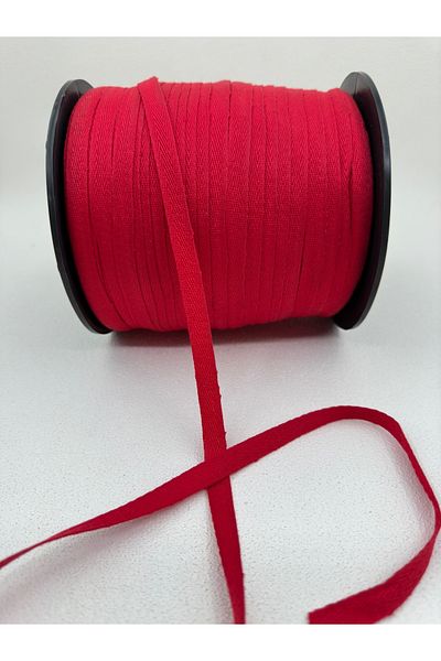 BİGÜMEX 1 cm Polyester Herringbone Ribbon-5 Meters-Red