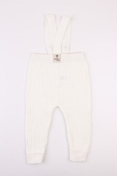 Mini Ropa Knitwear Strap Salopet Ecru Adjustable Cross Strap Flexible Knitwear Baby Tights