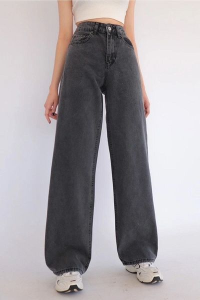 Trn JNS Maxi Loose Smoked Super High Waist 90's Wide Leg Comfort Lycra Palazzo Jean