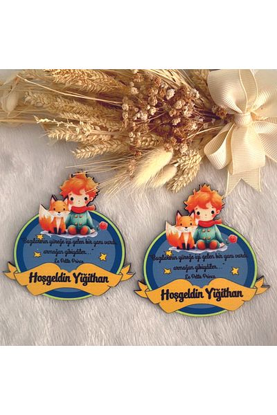 Ege ajans 10 Pieces of Uv Printed Little Prince Baby Magnet on Wood