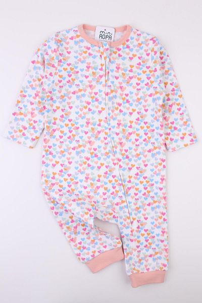 Mini Ropa Salmon Color Zippered Jumpsuit for Baby Girl - Without Booties and Hearts