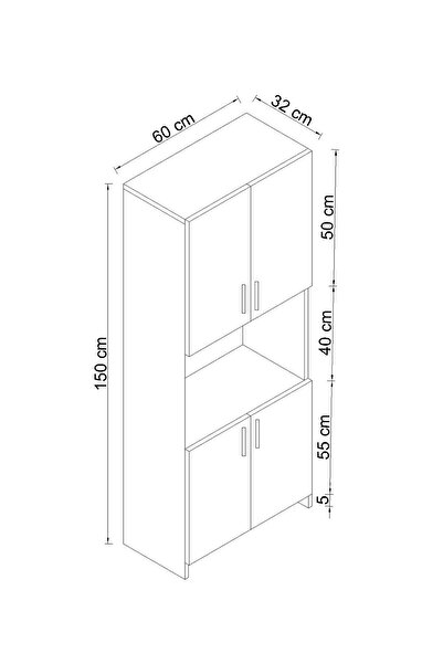 izcodesign 150 cm Mikrodalga – Fırın Dolabı | Çok Amaçlı Mutfak Dolabı | Fonksiyonel Saklama Dolabı
