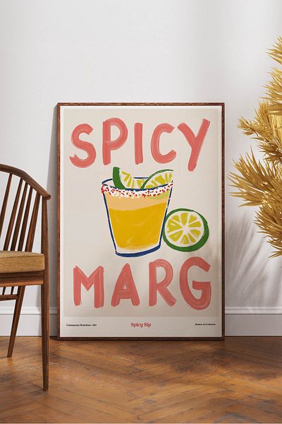 House Gorgeous Poster cu design colorat modern fără rame Spicy Sip Marg Colecția Dolce Vita