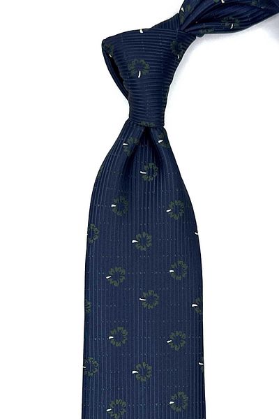 Kravatkolik Navy Blue Floral Pattern Classic Tie with Handkerchief Kk13024