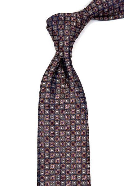 Kravatkolik Beige - Gray Small Pattern Handkerchief Classic Tie Kk13026
