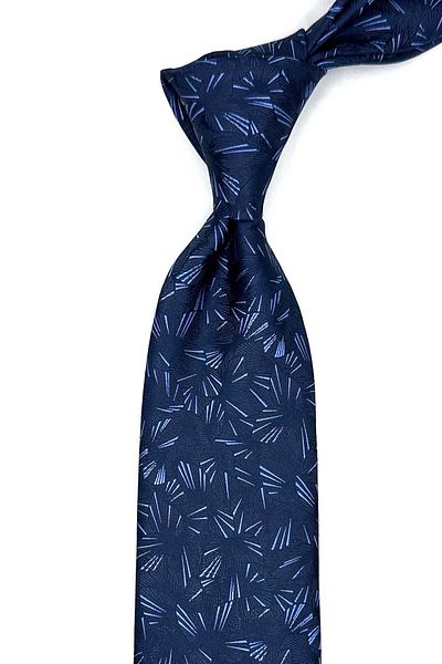 Kravatkolik Classic Tie with Navy Blue Motif Pattern Handkerchief Kk12923