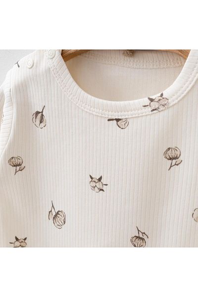 Mini Ropa Cream Colored Corded Cotton Baby Set - Top and Bottom Set