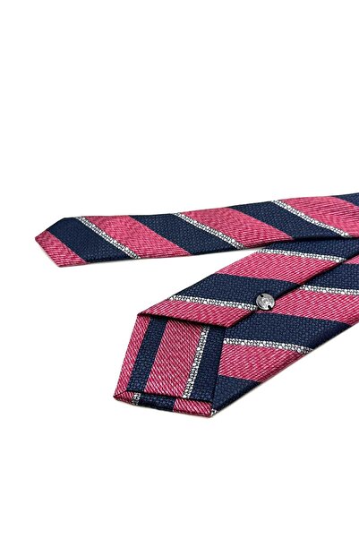 Kravatkolik Φούξια - Κλασική γραβάτα με μοτίβο με ρίγες σε μπλε ναυτικό KK13104