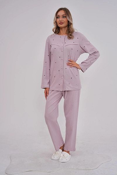 Mecit Pijama Σετ γυναικεία πιτζάμες με κουμπιά μπροστά, μακρυμάνικο, 100% βαμβάκι, σε μέγεθος