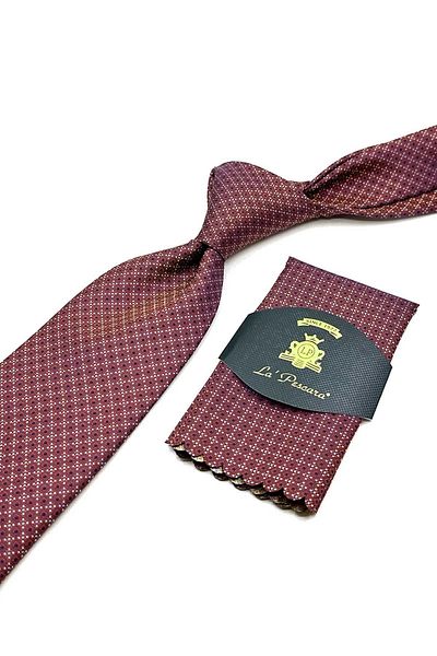 Kravatkolik Classic Tie with Orange Dot Pattern Handkerchief Kk12901