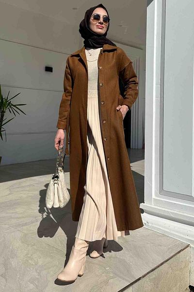 Rabia Şamlı Asmin Stamp Coat Tan