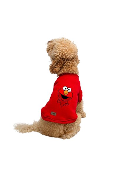 Buddy Store Kedi Ve Köpek Kıyafeti Elbisesi kıyafetleri - Elmo Baskılı Kırmız...