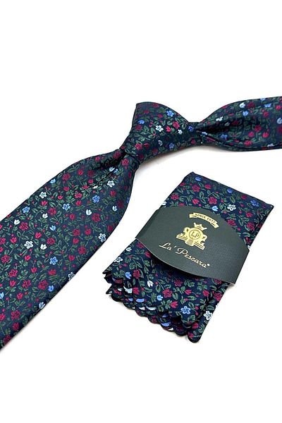 Kravatkolik Green Floral Pattern Handkerchief Classic Tie Kk12980