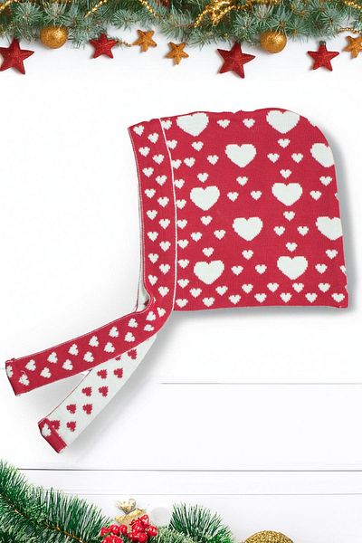 DALİSA Warm Lace-Up Cap with Heart Ear Cover, Valentine's Day Gift