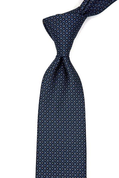 Kravatkolik Classic Tie with Dark Blue Dot Pattern Handkerchief Kk12902