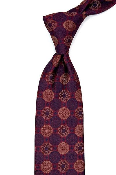 Kravatkolik Claret Red Polka Dot Pattern Classic Tie with Handkerchief Kk12995