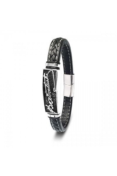 görk Kemal Ataturk Steel and Leather Bracelet