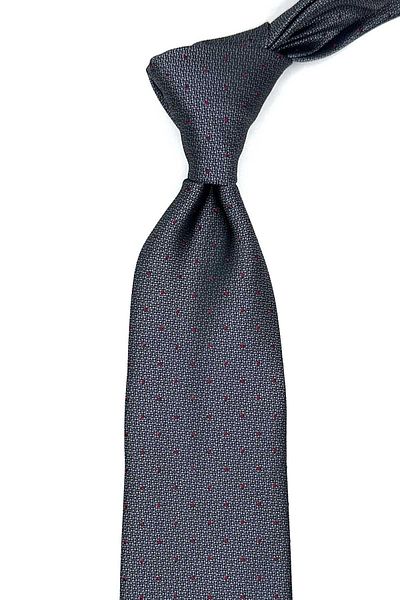 Kravatkolik Classic Tie with Gray Polka Dot Pattern Handkerchief Kk12892