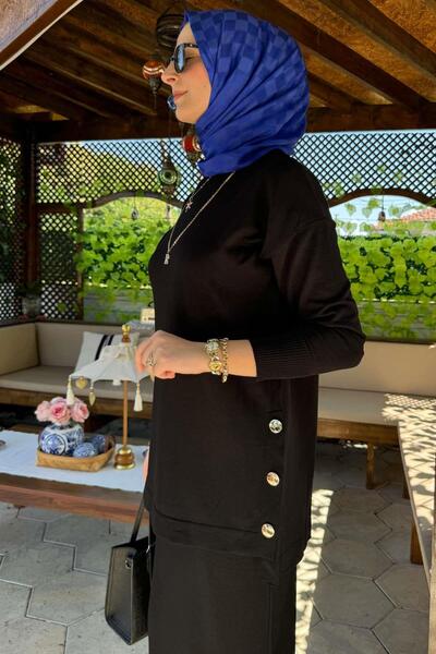 Rabia Şamlı Μαύρο Σεζέν Πλεκτό Σετ