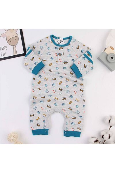 Mini Ropa Olympic Ribbed Baby Jumpsuit with Front Placket
